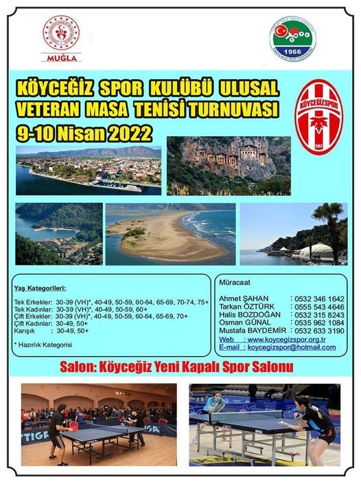 Köyceğiz’de Veteranlar Masa Tenisi Turnuvası heyecanı yaşanacak