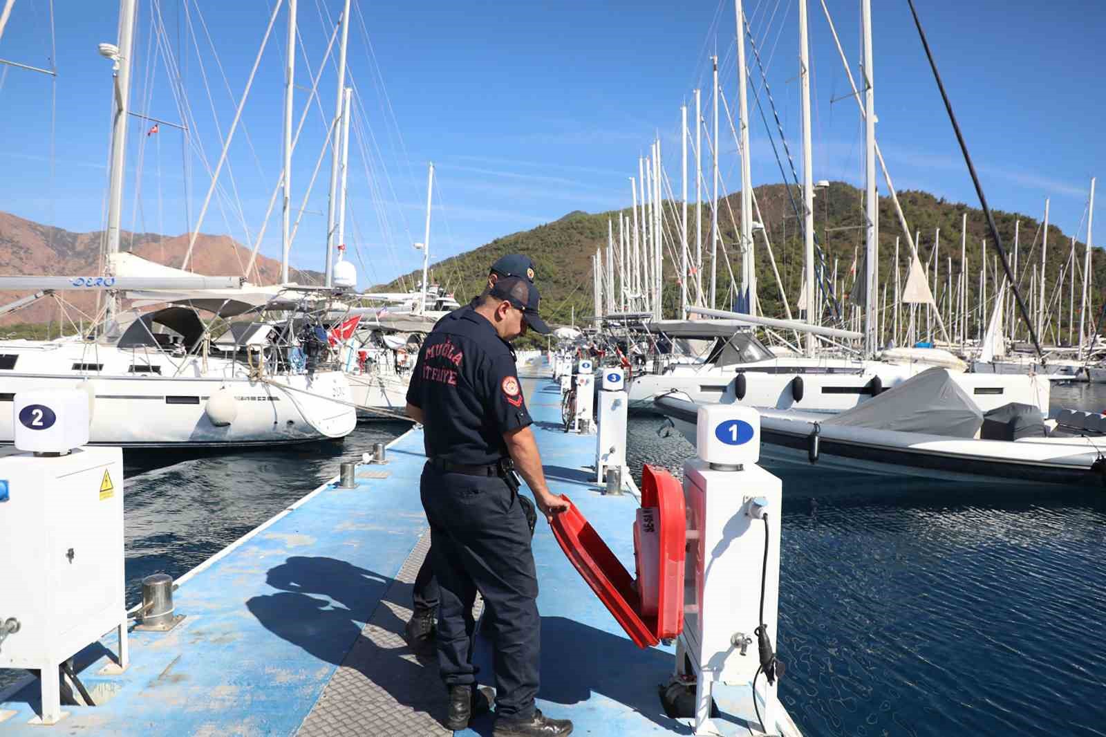 Muğla Büyükşehir itfaiyesinden marinalarda yangın güvenliği denetimi